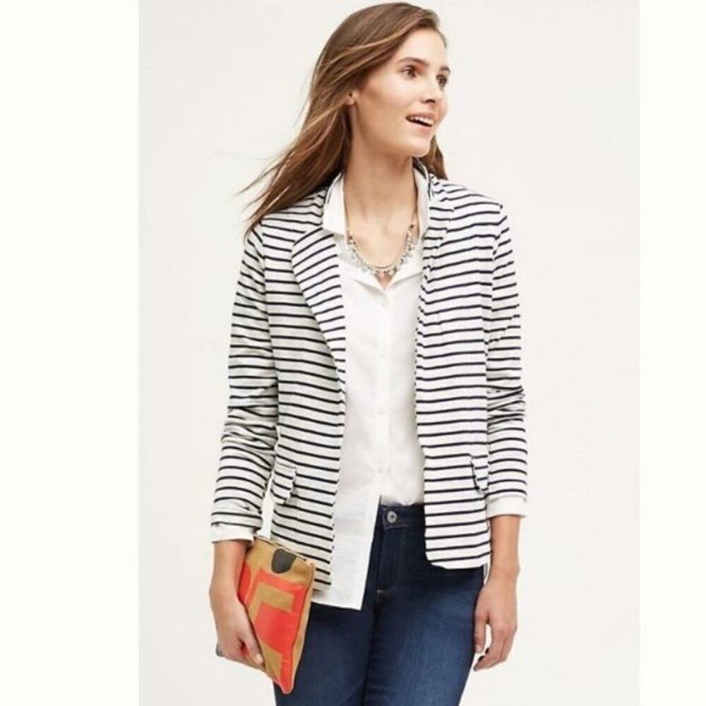 ✨ANTHROPOLOGIE✨ Dolan Ava Knit Blazer - [Small, Gray/Navy]